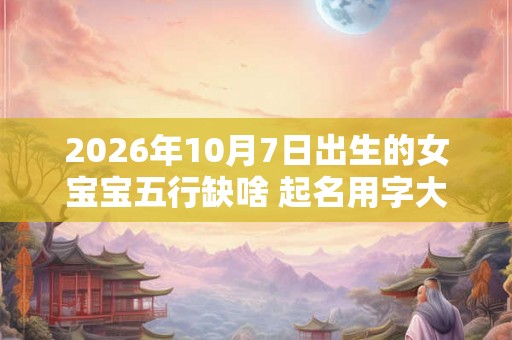 2026年10月7日出生的女宝宝五行缺啥 起名用字大全 2026年10月7日出生的女宝宝五行缺啥 起名用字大全