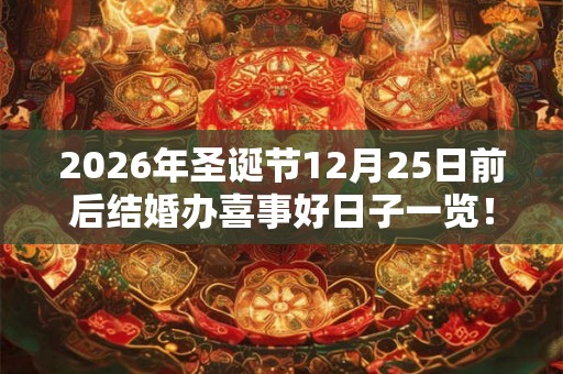 2026年圣诞节12月25日前后结婚办喜事好日子一览！