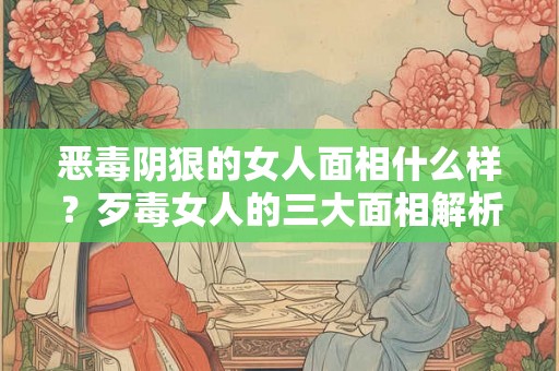 恶毒阴狠的女人面相什么样？歹毒女人的三大面相解析