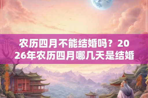 农历四月不能结婚吗？2026年农历四月哪几天是结婚吉日？