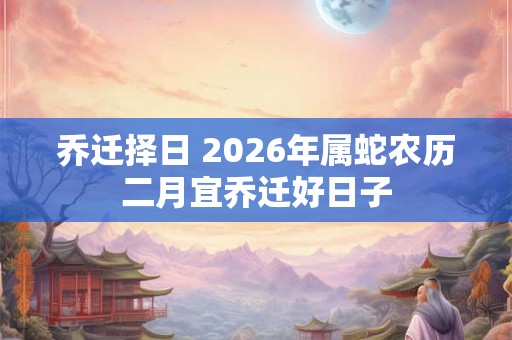 乔迁择日 2026年属蛇农历二月宜乔迁好日子