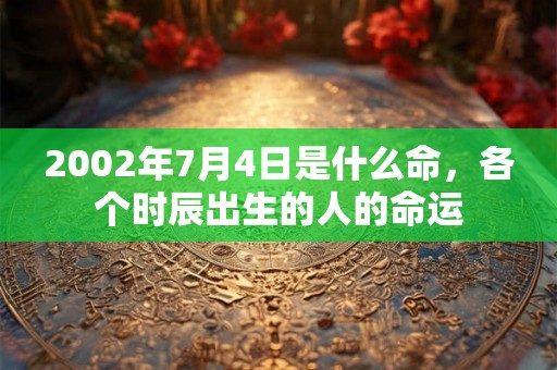 2002年7月4日是什么命，各个时辰出生的人的命运