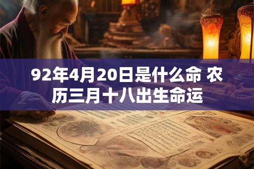 92年4月20日是什么命 农历三月十八出生命运