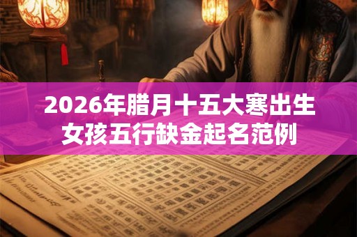 2026年腊月十五大寒出生女孩五行缺金起名范例