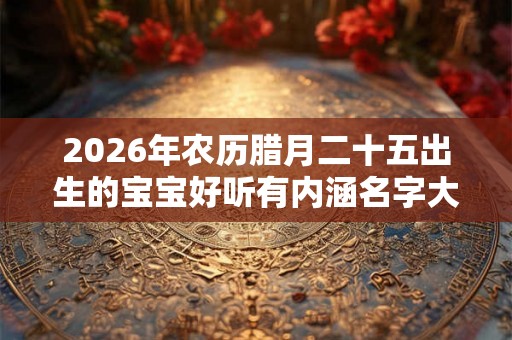 2026年农历腊月二十五出生的宝宝好听有内涵名字大全，宜用什么字？