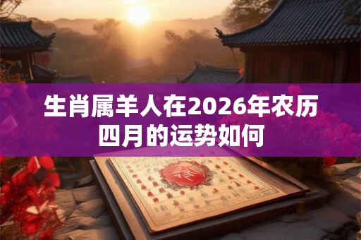 生肖属羊人在2026年农历四月的运势如何