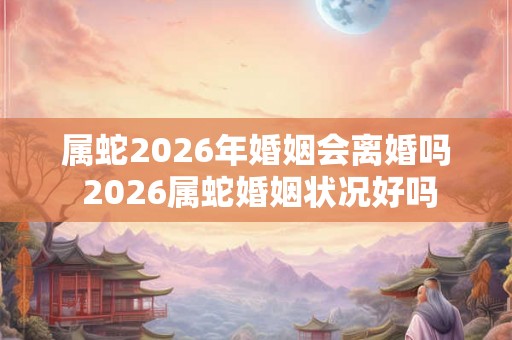 属蛇2026年婚姻会离婚吗 2026属蛇婚姻状况好吗