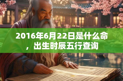 2016年6月22日是什么命，出生时辰五行查询