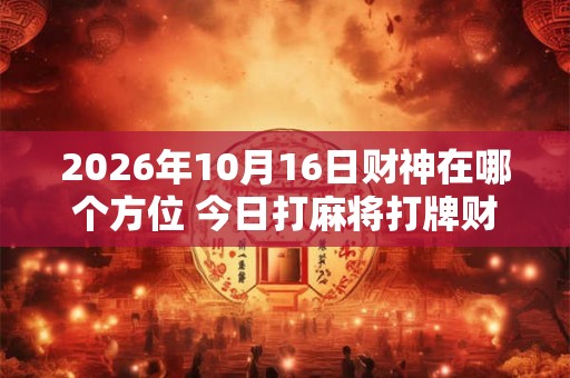 2026年10月16日财神在哪个方位 今日打麻将打牌财运方位
