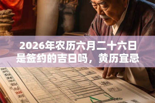 2026年农历六月二十六日是签约的吉日吗，黄历宜忌如何？
