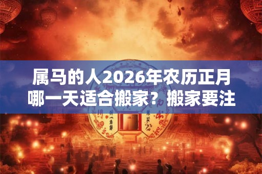 属马的人2026年农历正月哪一天适合搬家？搬家要注意什么？