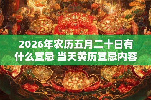 2026年农历五月二十日有什么宜忌 当天黄历宜忌内容
