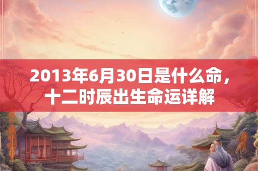 2013年6月30日是什么命，十二时辰出生命运详解