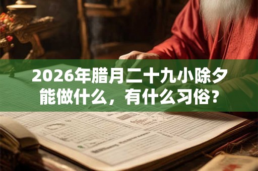2026年腊月二十九小除夕能做什么，有什么习俗？