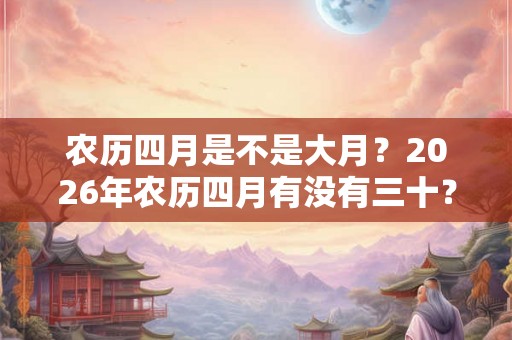 农历四月是不是大月？2026年农历四月有没有三十？