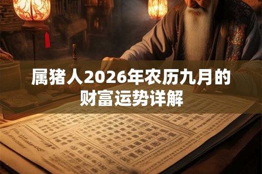 属猪人2026年农历九月的财富运势详解