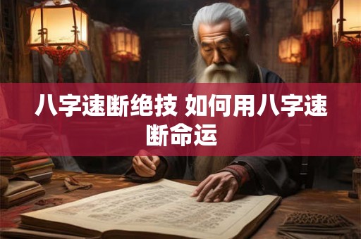 八字速断绝技 如何用八字速断命运
