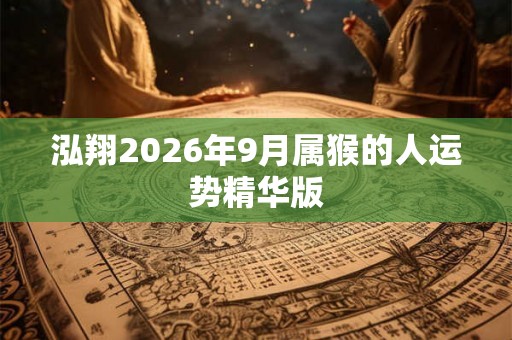 泓翔2026年9月属猴的人运势精华版
