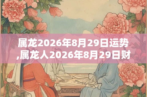 属龙2026年8月29日运势,属龙人2026年8月29日财运,生肖龙2026年8月29日运势