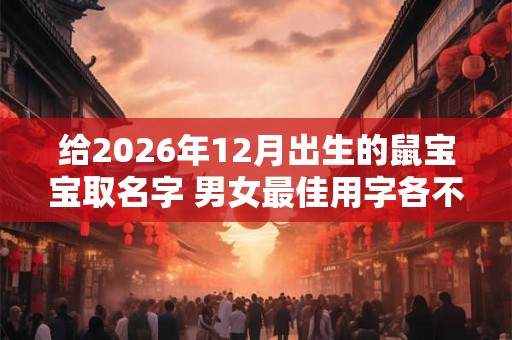 给2026年12月出生的鼠宝宝取名字 男女最佳用字各不同