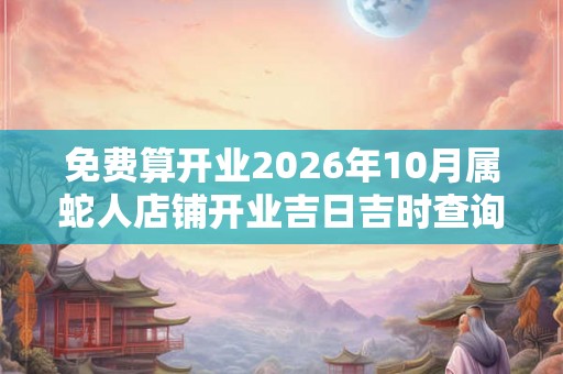 免费算开业2026年10月属蛇人店铺开业吉日吉时查询
