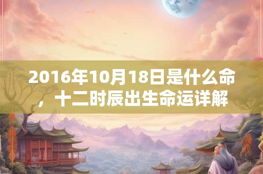2016年10月18日是什么命，十二时辰出生命运详解