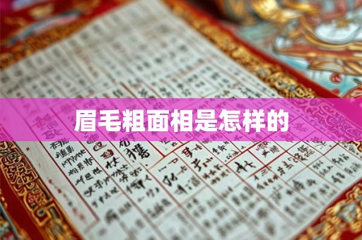 眉毛粗面相是怎样的