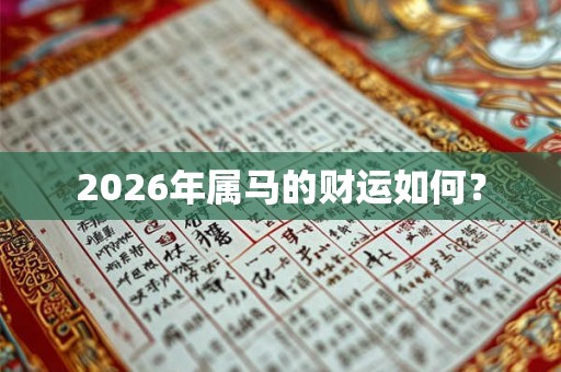 2026年属马的财运如何？