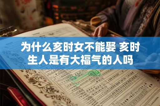 为什么亥时女不能娶 亥时生人是有大福气的人吗