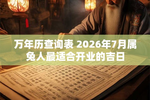 万年历查询表 2026年7月属兔人最适合开业的吉日