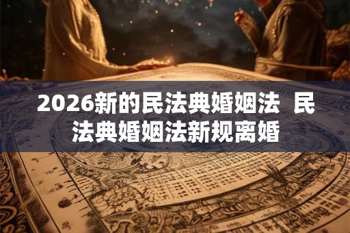 2026新的民法典婚姻法  民法典婚姻法新规离婚