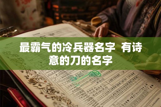 最霸气的冷兵器名字  有诗意的刀的名字