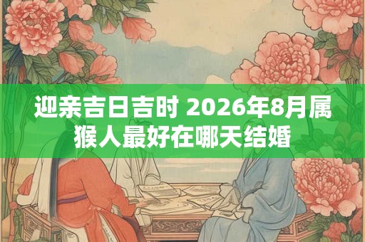 迎亲吉日吉时 2026年8月属猴人最好在哪天结婚