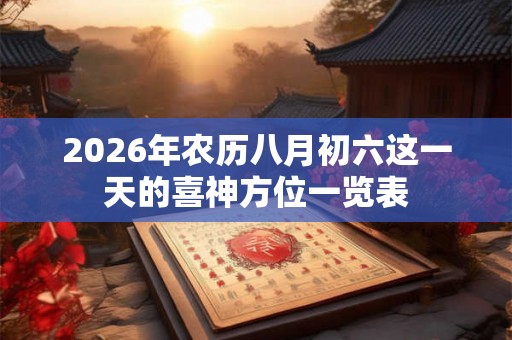 2026年农历八月初六这一天的喜神方位一览表