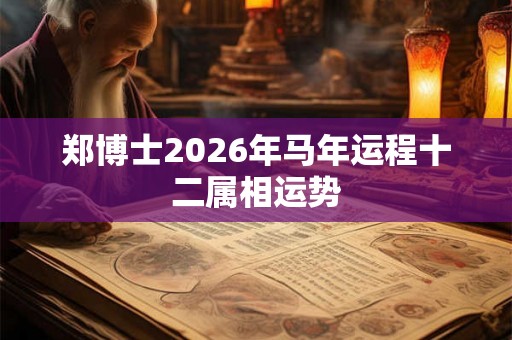 郑博士2026年马年运程十二属相运势