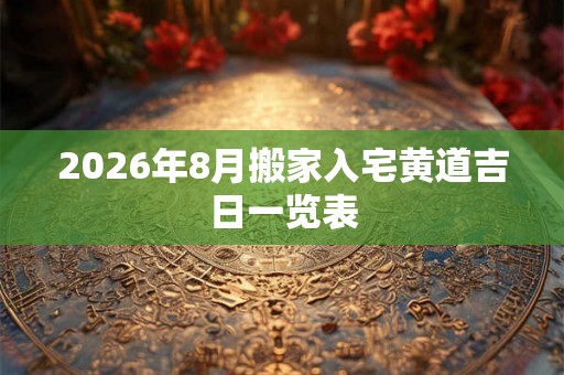 2026年8月搬家入宅黄道吉日一览表
