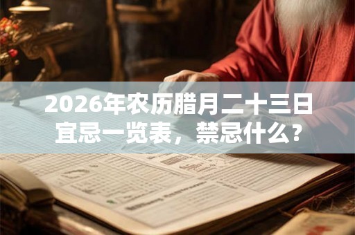 2026年农历腊月二十三日宜忌一览表,禁忌什么? 2026年农历腊月二十三日宜忌一览表,禁忌什么?