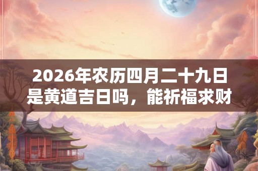 2026年农历四月二十九日是黄道吉日吗，能祈福求财吗？