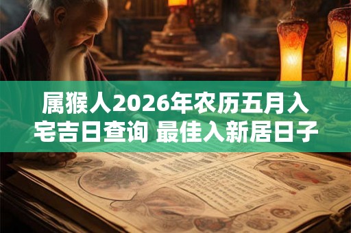 属猴人2026年农历五月入宅吉日查询 最佳入新居日子