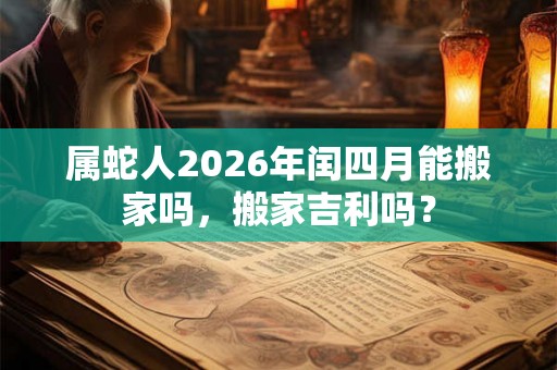 属蛇人2026年闰四月能搬家吗，搬家吉利吗？
