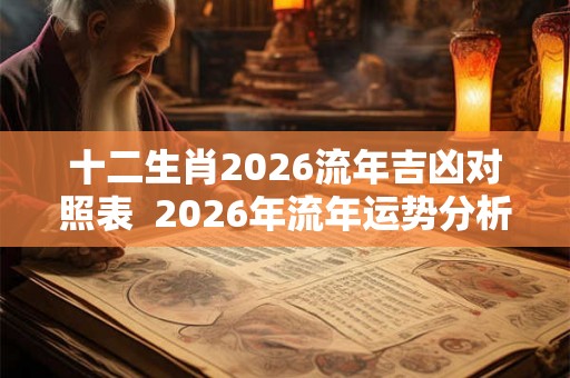 十二生肖2026流年吉凶对照表  2026年流年运势分析