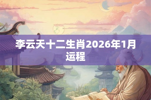 李云天十二生肖2026年1月运程