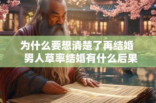 为什么要想清楚了再结婚   男人草率结婚有什么后果