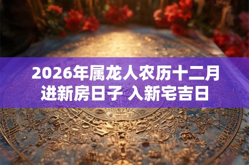 2026年属龙人农历十二月进新房日子 入新宅吉日