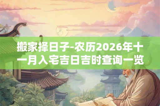 搬家择日子-农历2026年十一月入宅吉日吉时查询一览表