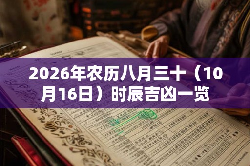 2026年农历八月三十（10月16日）时辰吉凶一览