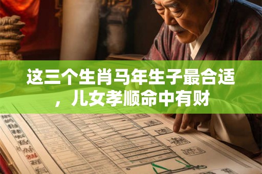 这三个生肖马年生子最合适，儿女孝顺命中有财