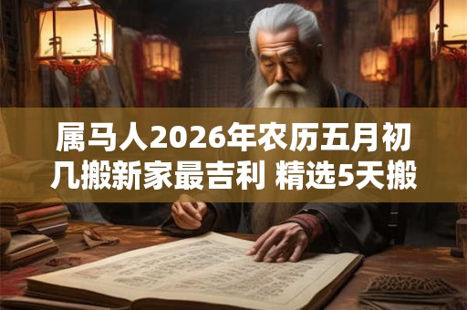 属马人2026年农历五月初几搬新家最吉利 精选5天搬家吉日 属马人2026年农历五月初几搬新家最吉利 精选5天搬家吉日
