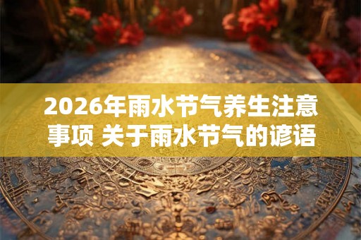 2026年雨水节气养生注意事项 关于雨水节气的谚语