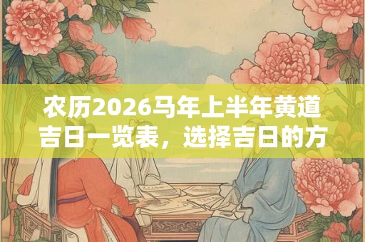 农历2026马年上半年黄道吉日一览表,选择吉日的方法 农历2026马年上半年黄道吉日一览表,选择吉日的方法